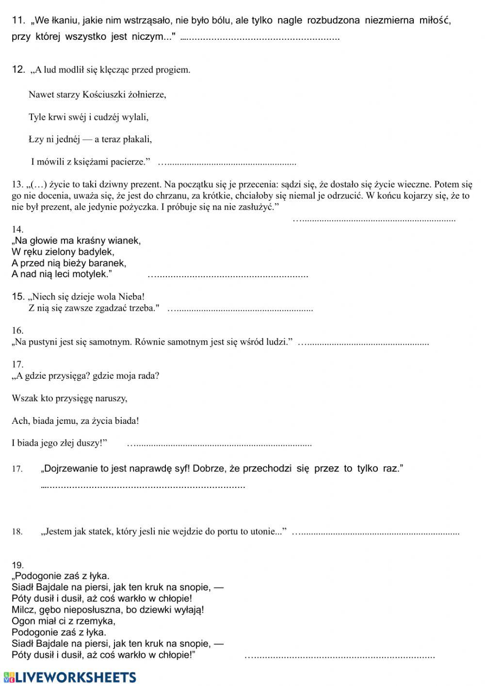Cytaty lektury obowiązkowe klasa 7