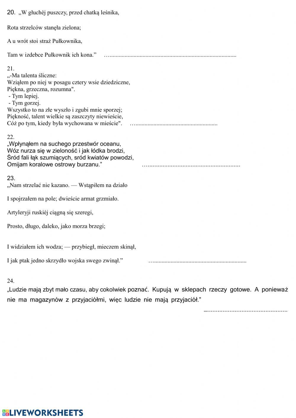 Cytaty lektury obowiązkowe klasa 7