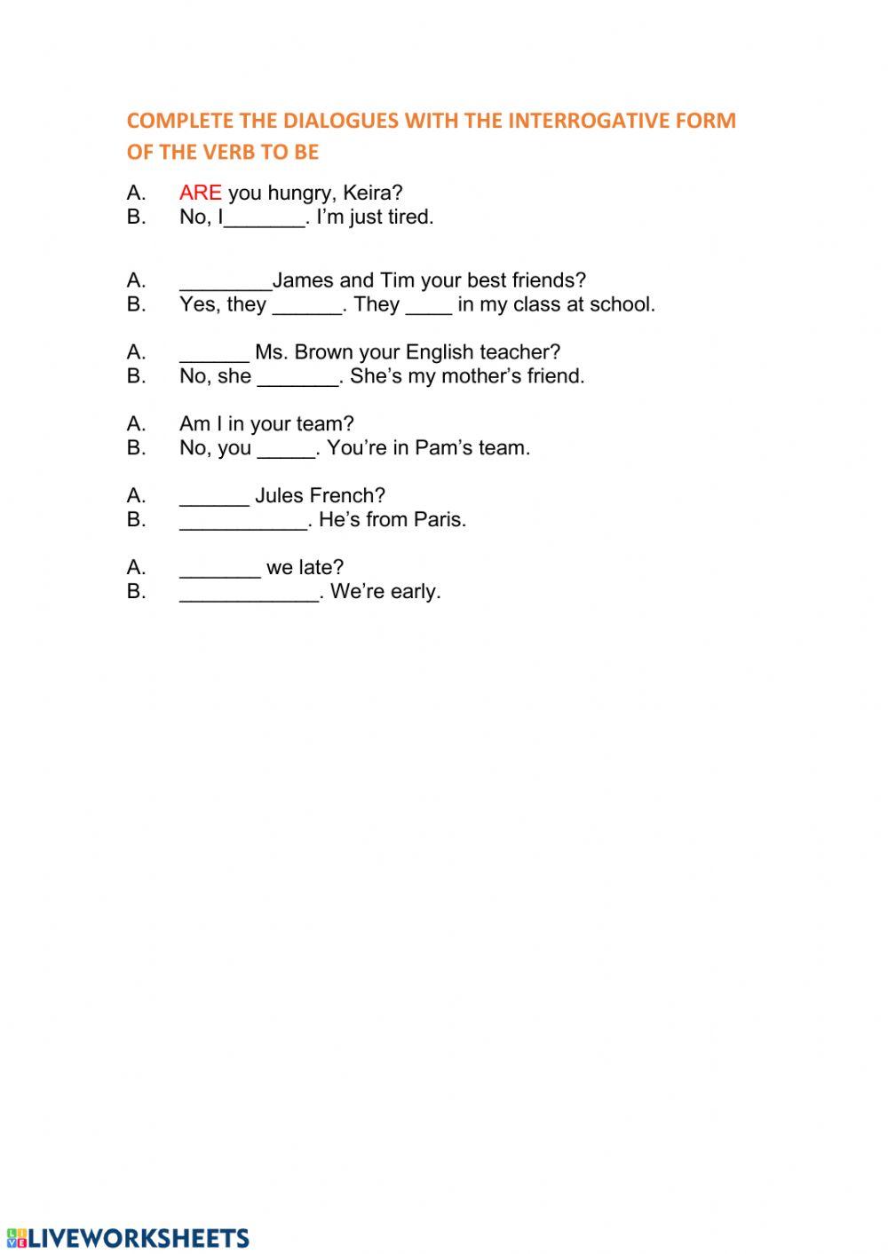 Verb to be interrogative form