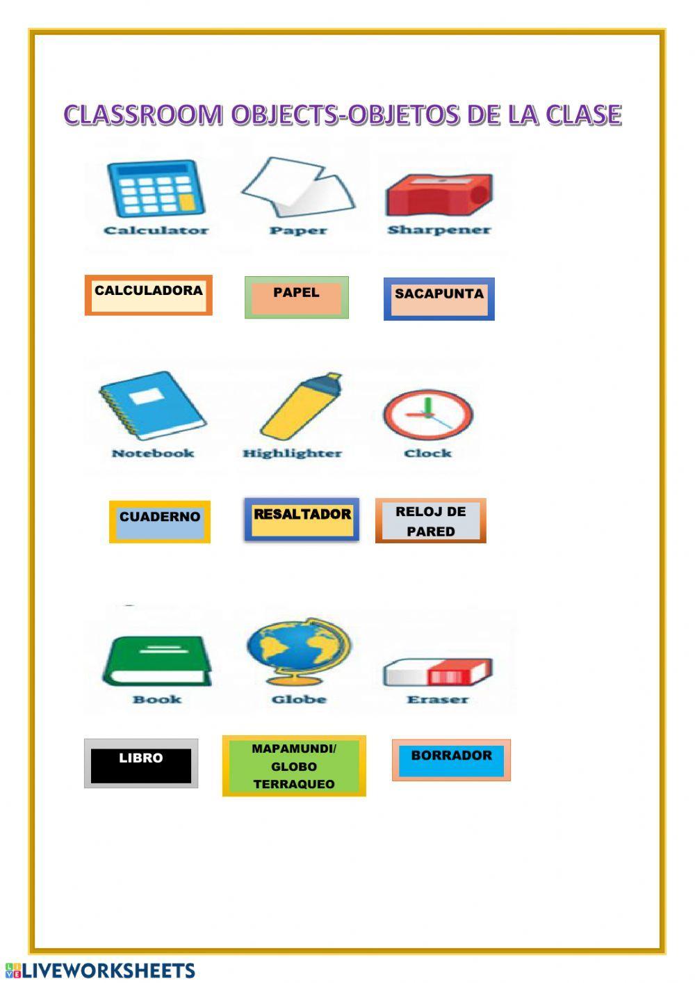 Inglês: Classroom objects (Objetos da sala de aula) 