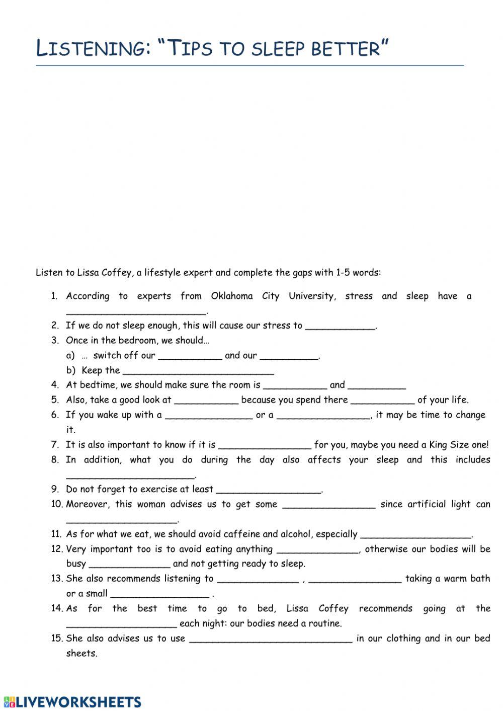 Listening: “tips to sleep better”