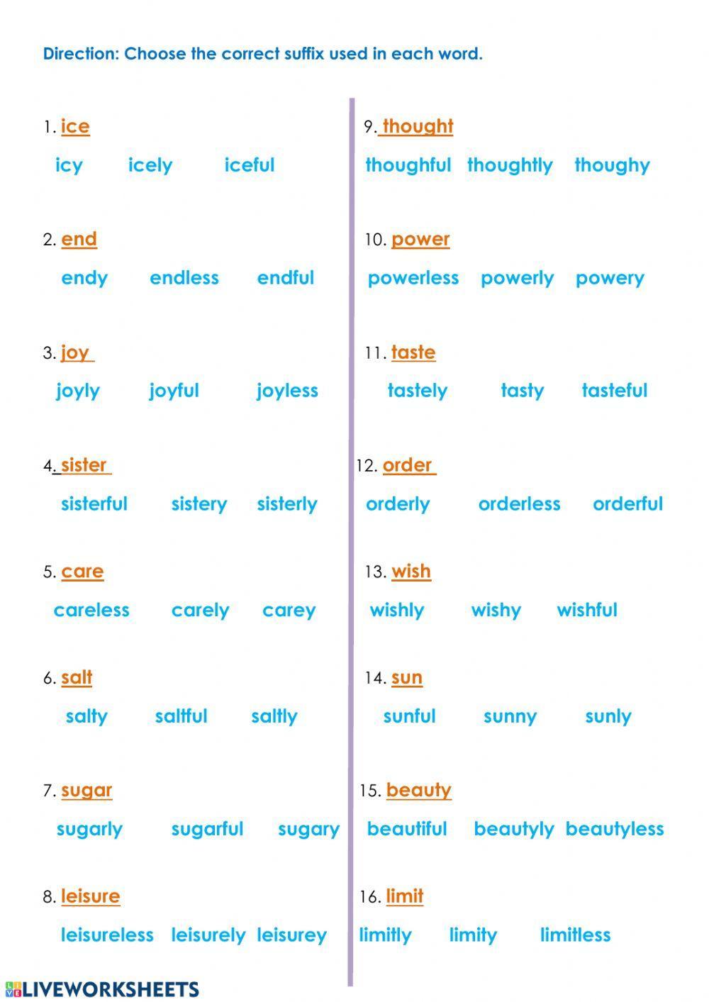 Changing Nouns to Adjectives