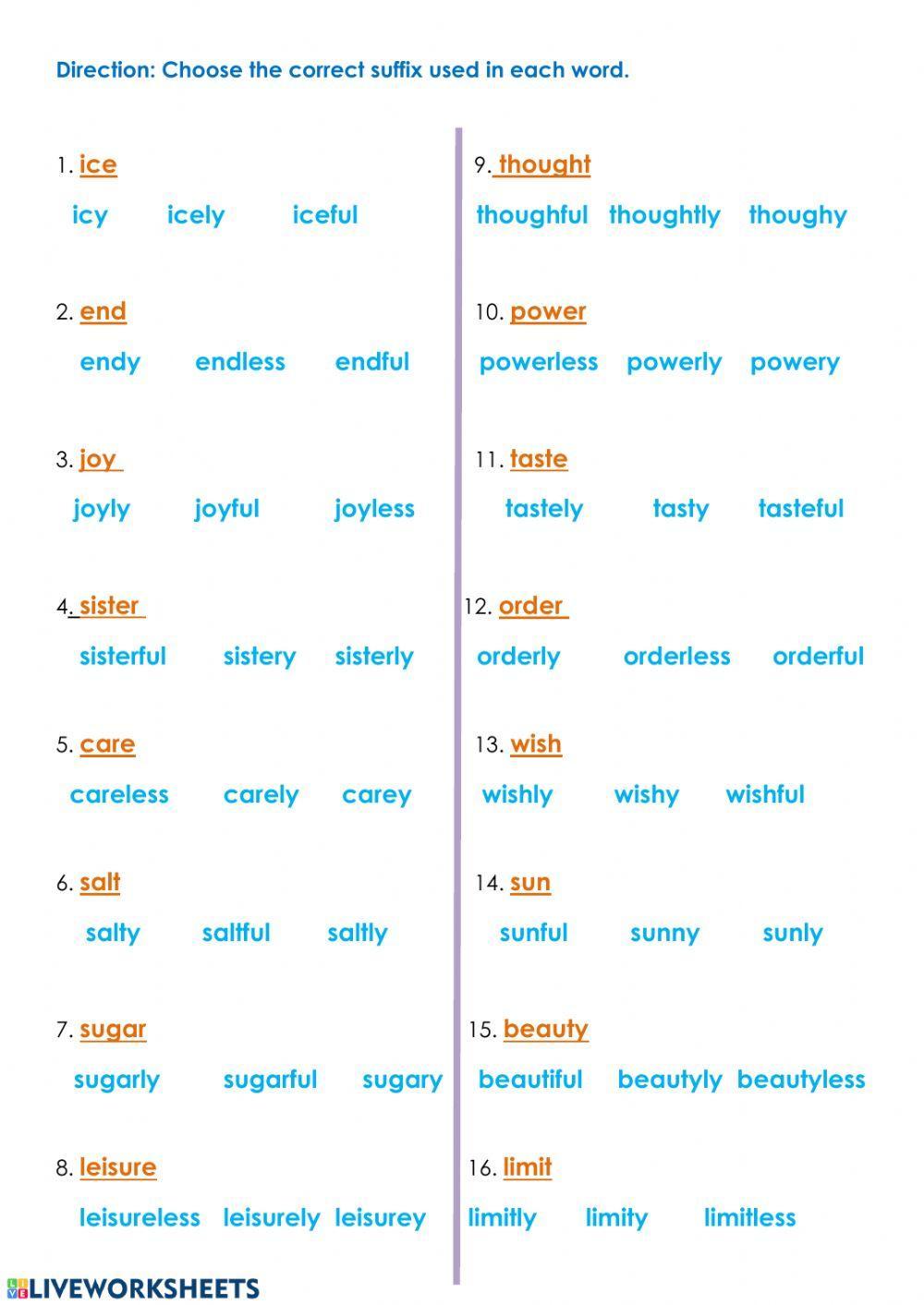 Changing Nouns to Adjectives