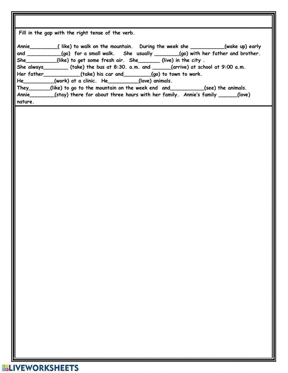 Present Simple - reading comprehension