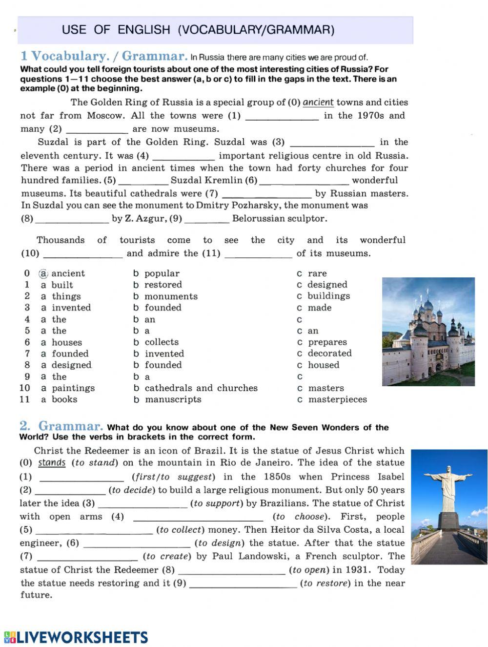 Test yourself - What are the most famous sights of your country? - Vocabulary & Grammar