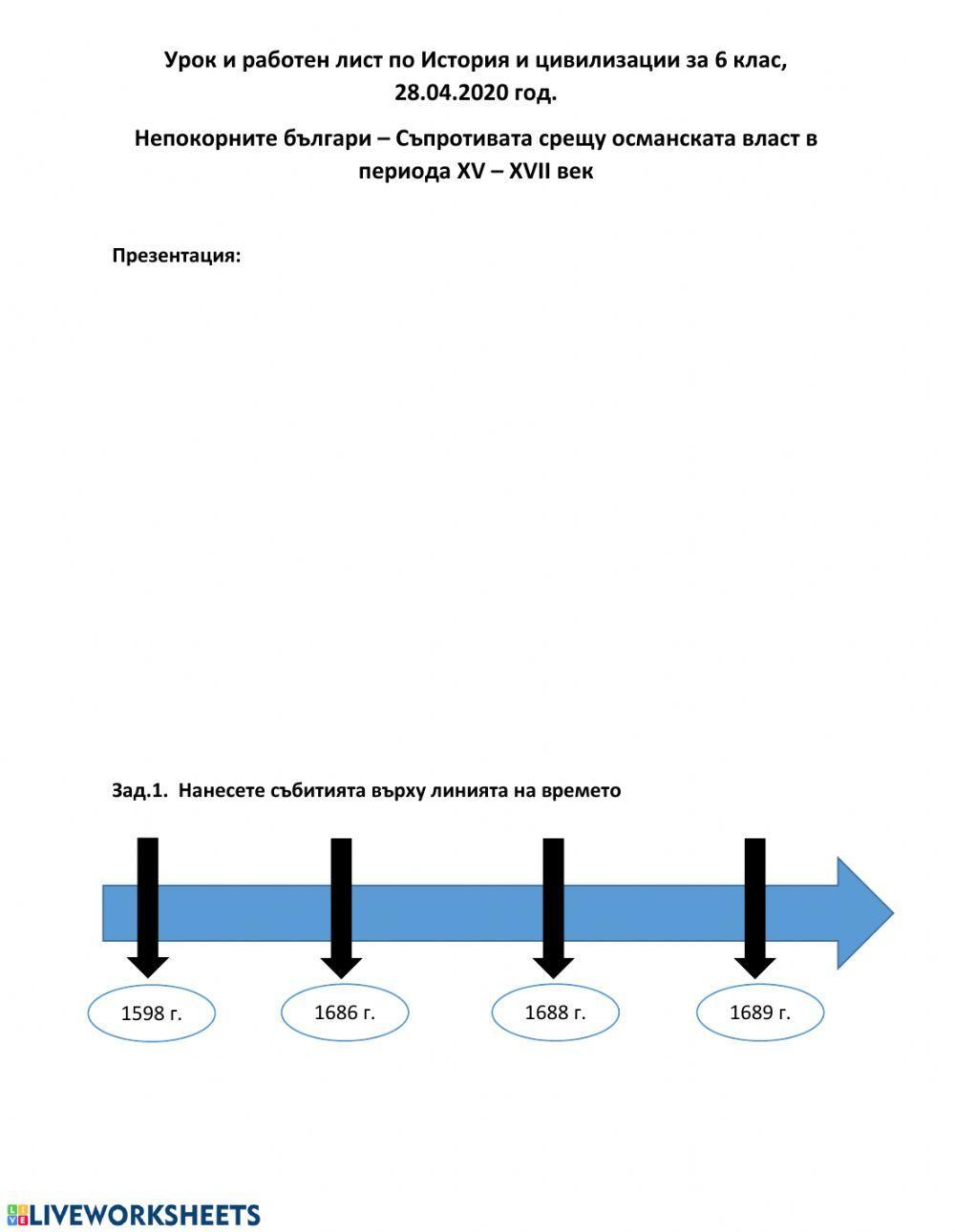 Съпротивата на българите срещу османската власт в периода 15 - 17 век