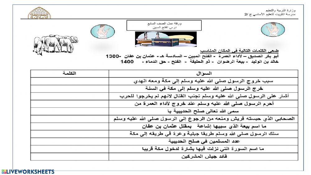 ورقة عمل الفتح المبين