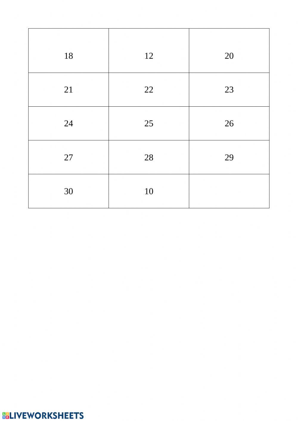 Cada número con su nombre