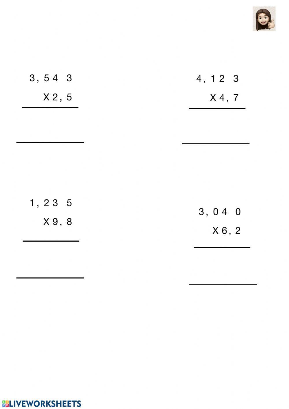 Operaciones con números decimales