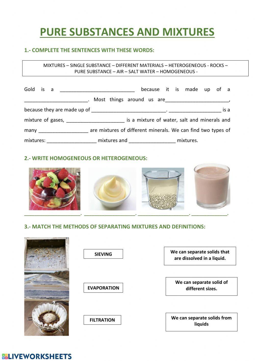 Pure substances and mixtures