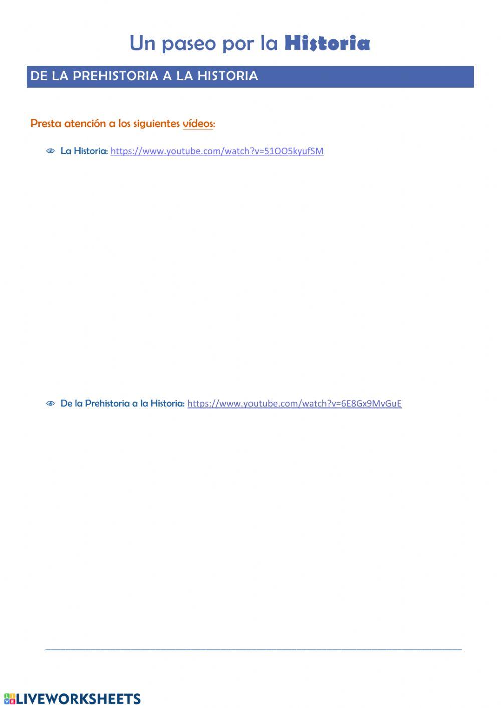 De la Prehistoria a la Historia