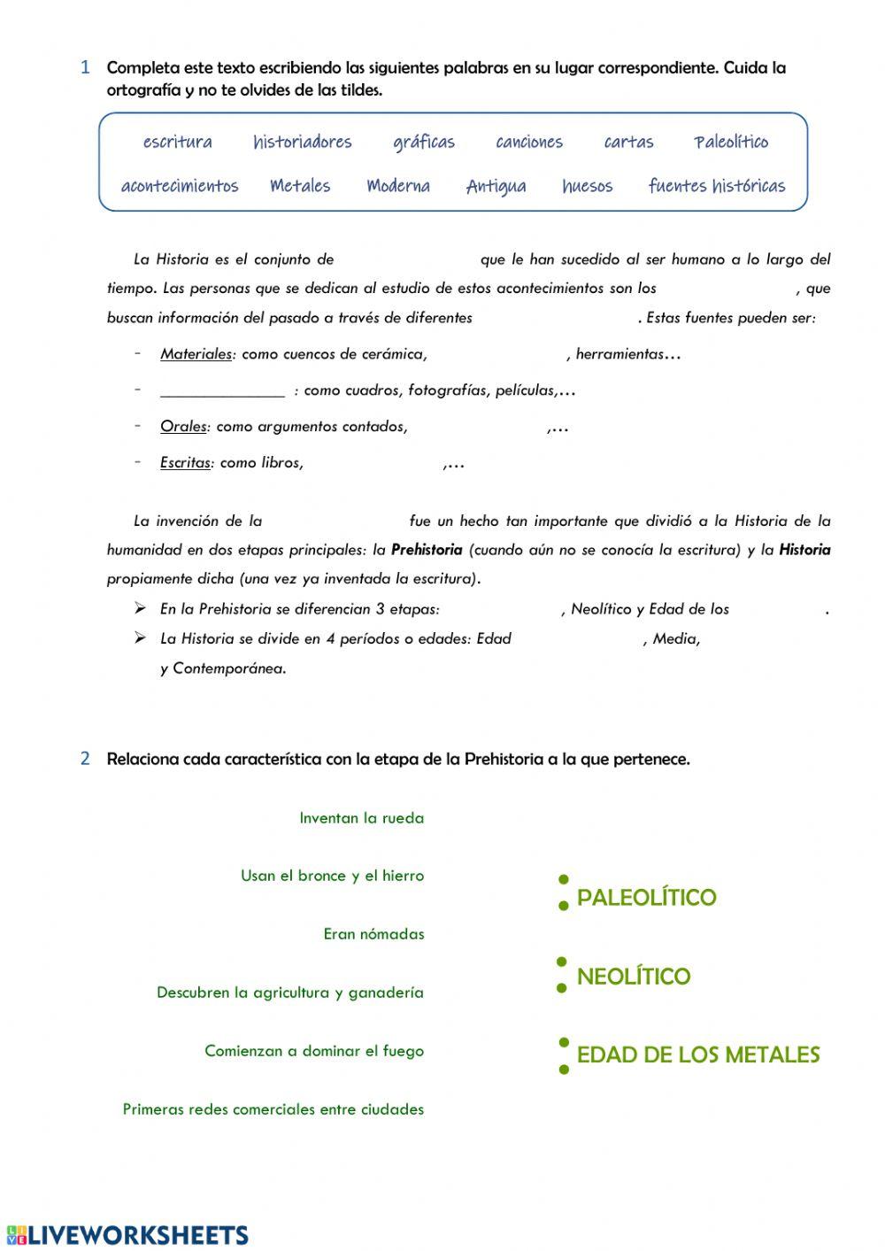 De la Prehistoria a la Historia