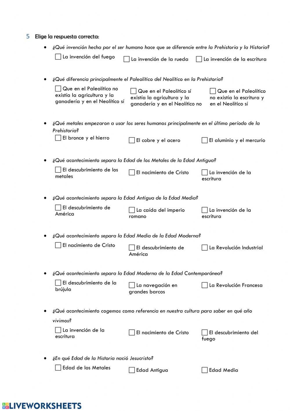 De la Prehistoria a la Historia