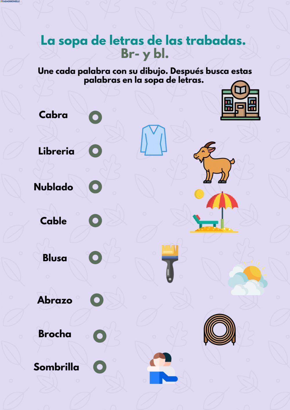 Sopa de letras con trabadas