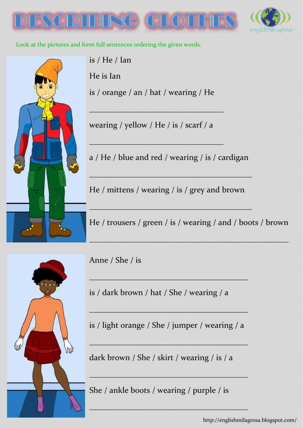Describing clothes sentences 2