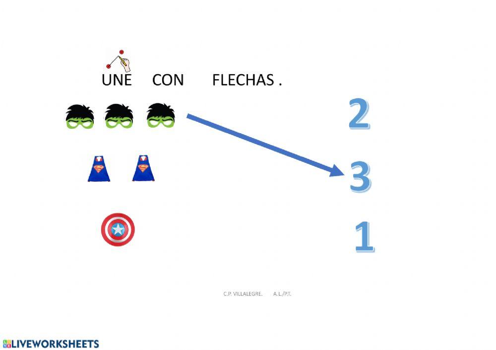 Une los números y objetos 1 superhéroes