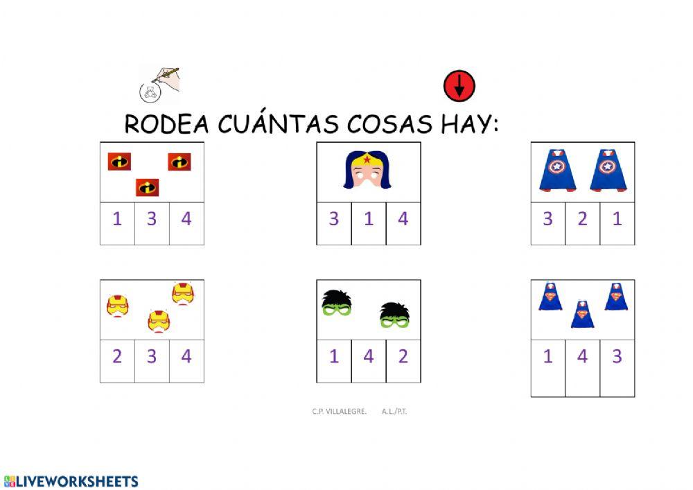 Rodea el número. Superhéroes 1