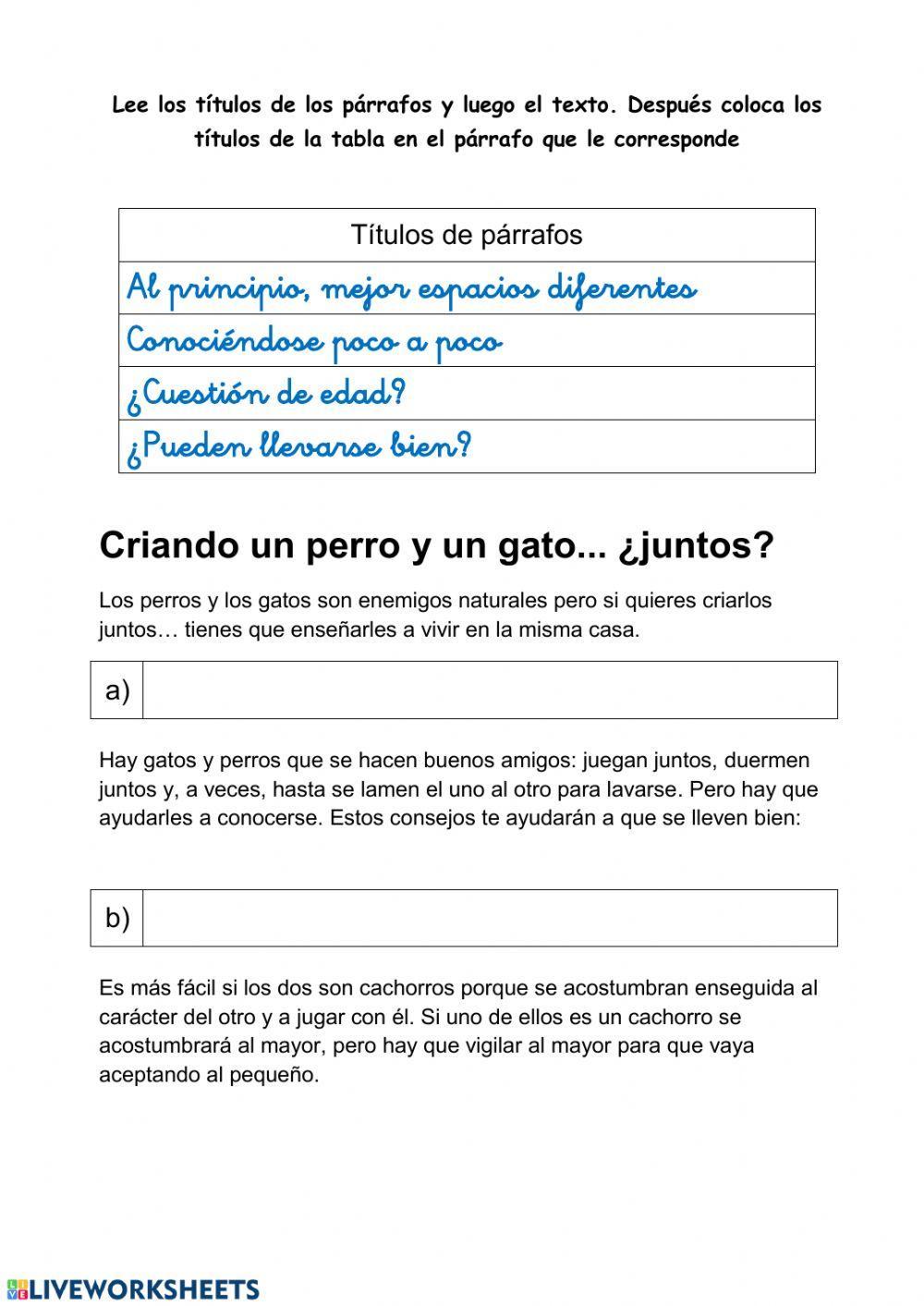 Asociar párrafo y título Asociar párrafo y título
