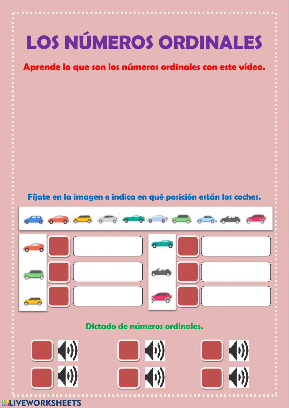 Los números ordinales 1º