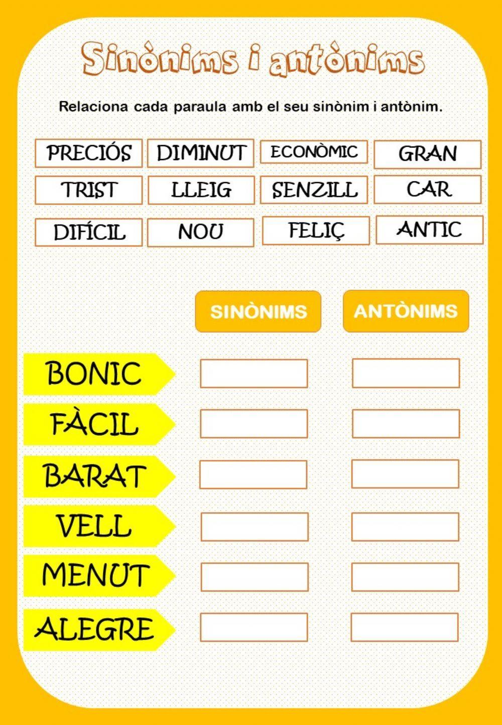 Sinònims i antònims Sinònims i antònims