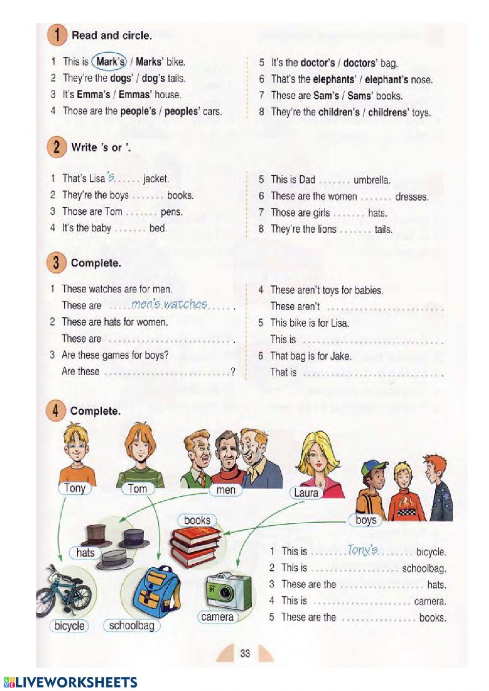 Притяжательный падеж online exercise for | Live Worksheets