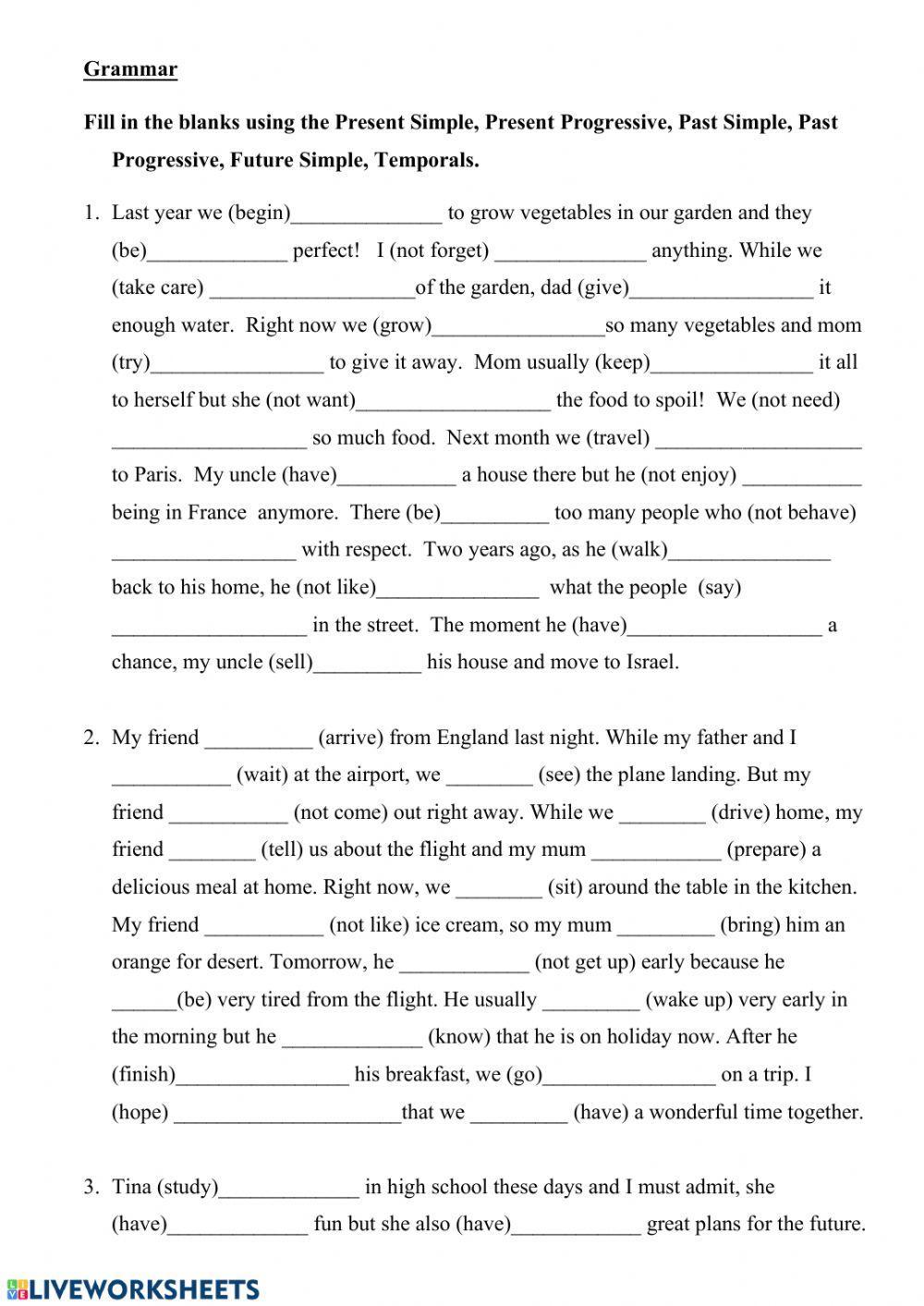 Grammar including Temporals