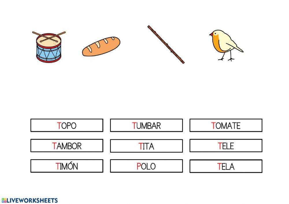 Une la palabra con su imagen correspondiente