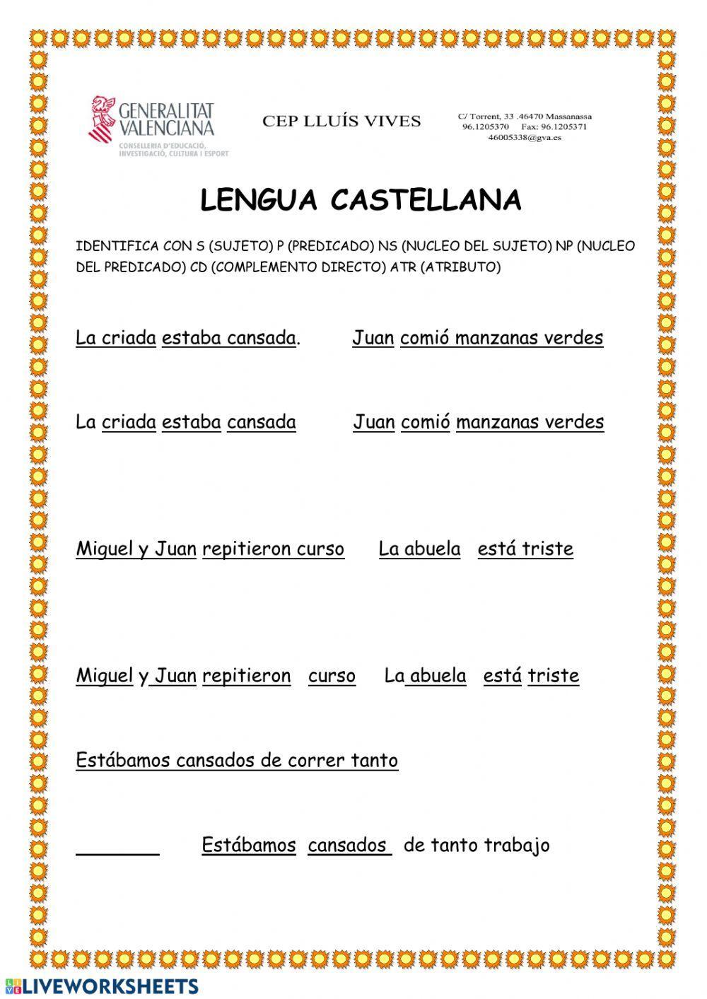 Sujeto predicaco cd y atributo