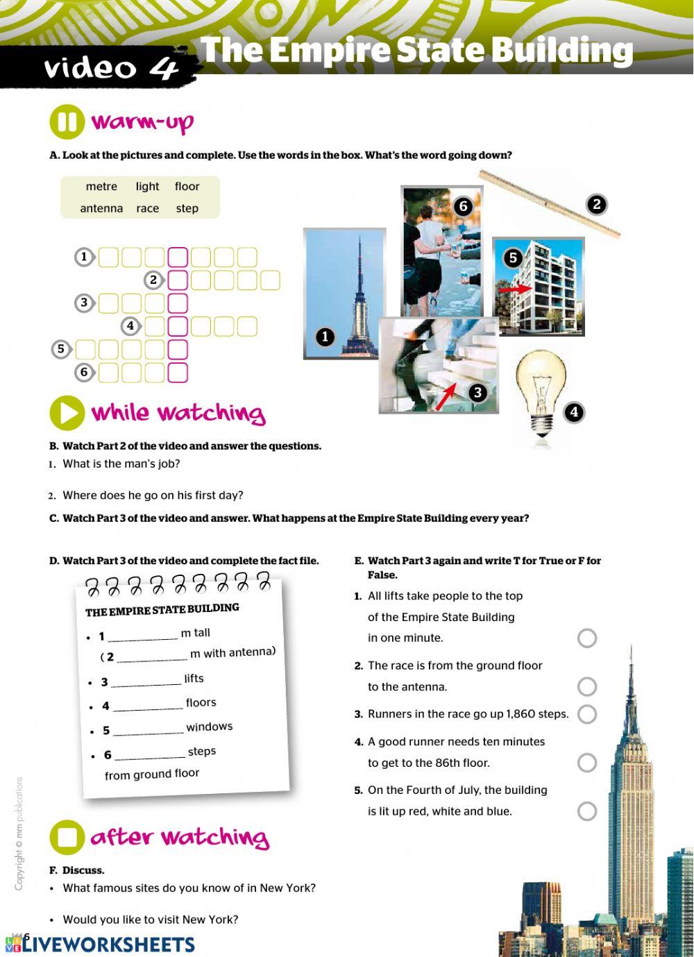 Empire state building worksheet live worksheets