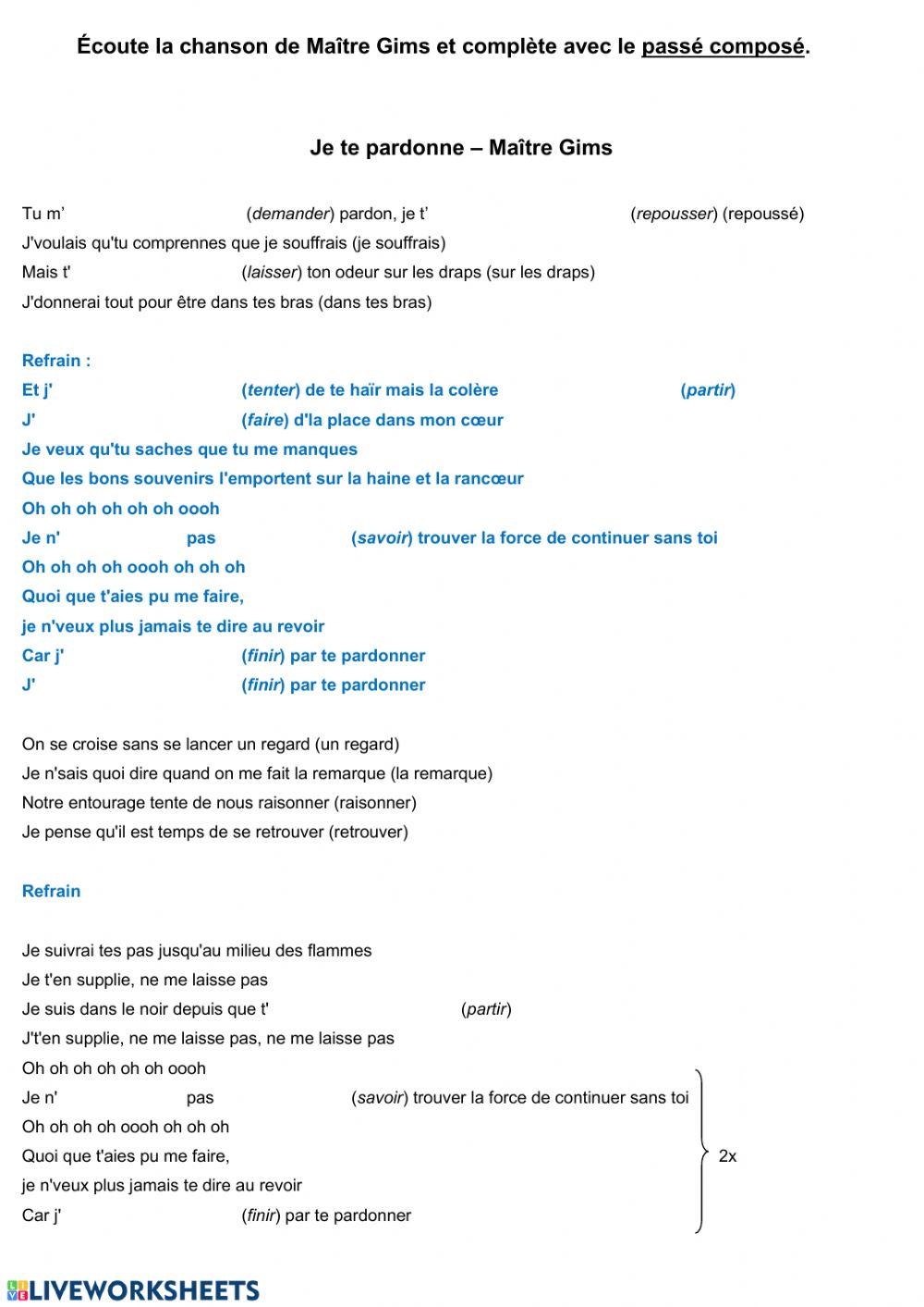 Je te pardonne - Maitre Gims