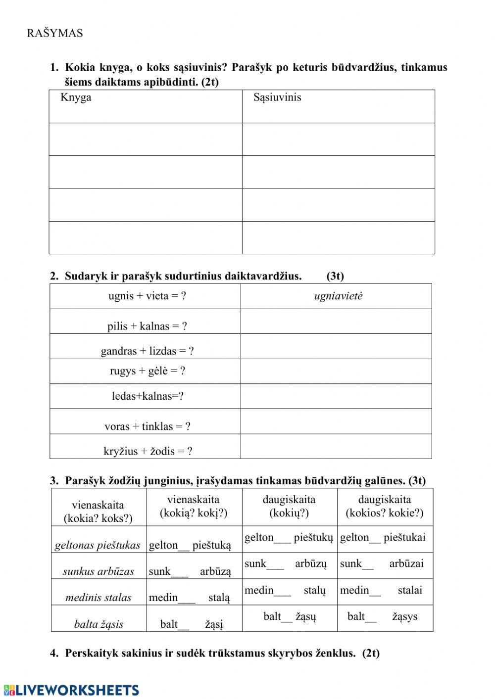 Būdvardžio rašymo testas
