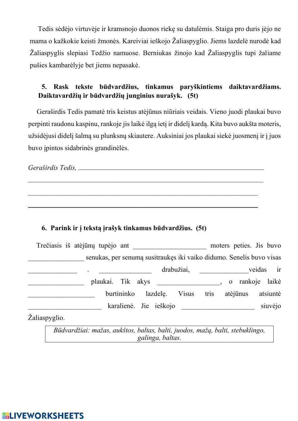 Būdvardžio rašymo testas