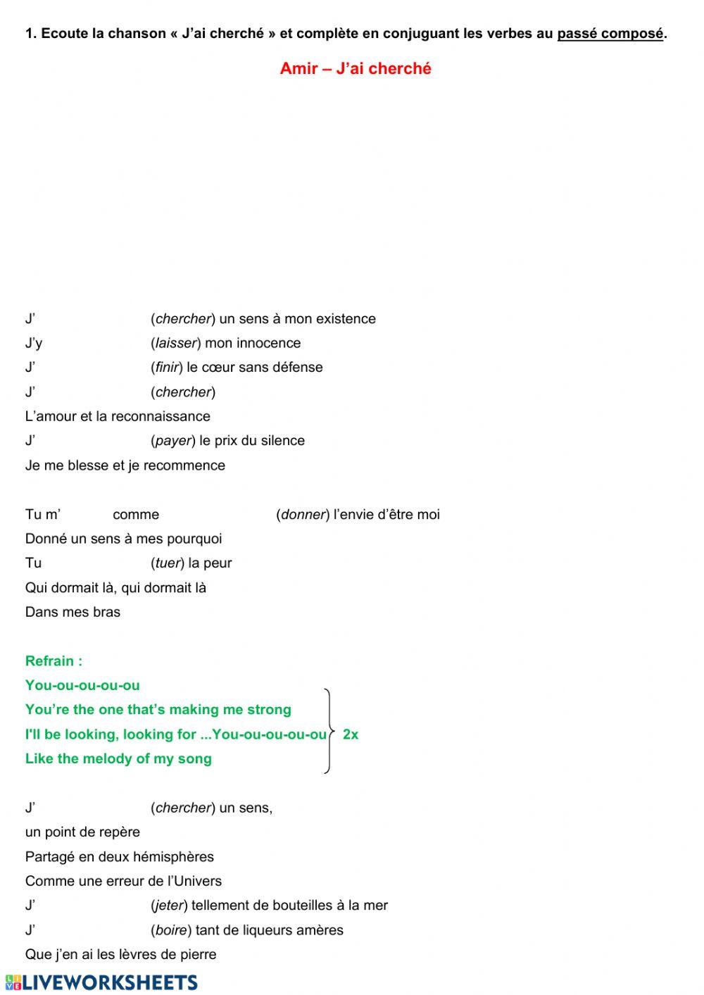 Amir - J'ai cherché