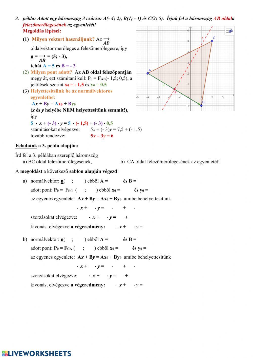 Egyenes normálvektoros egyenlete (1)