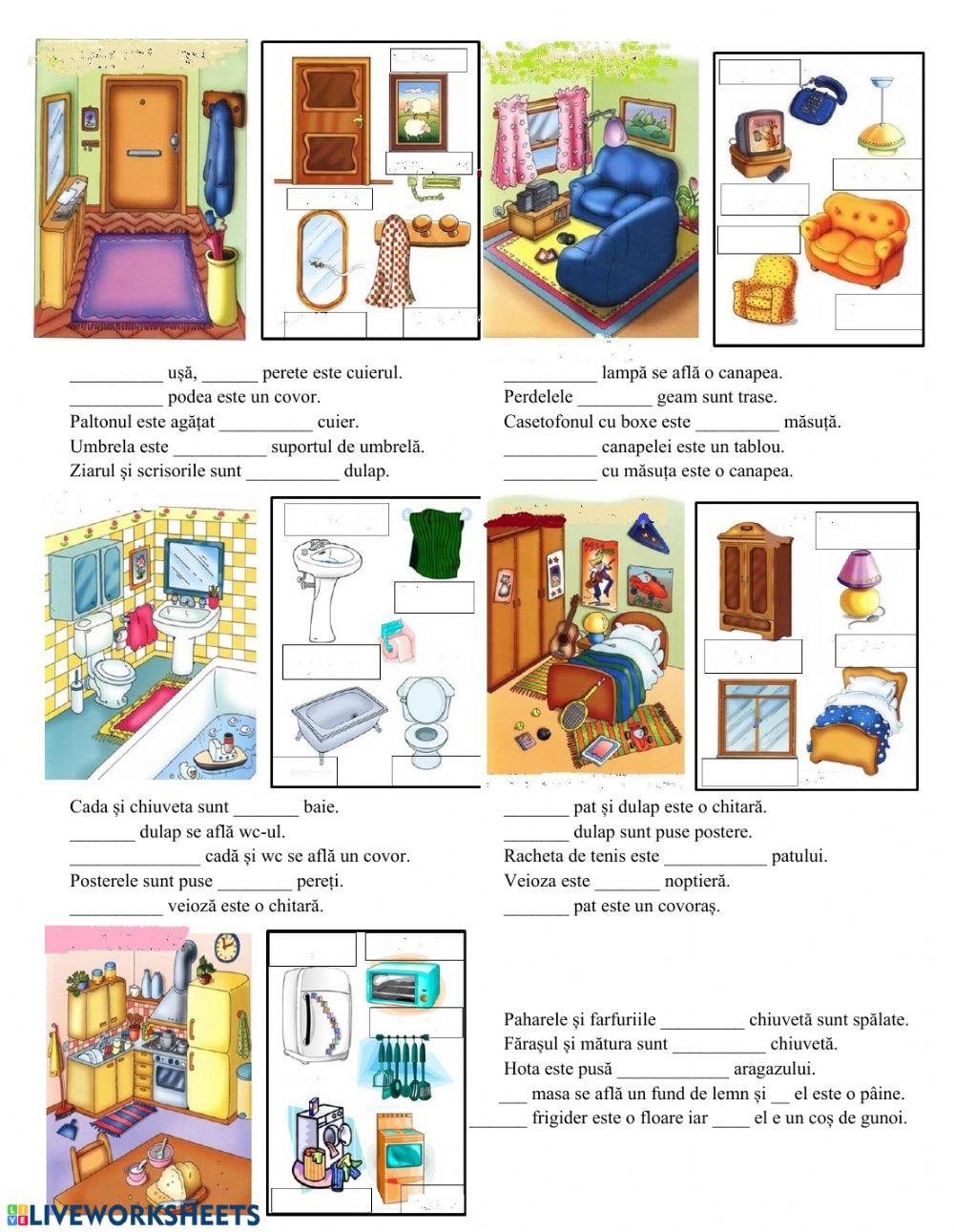 Obiecte de mobilier. Prepoziții de loc