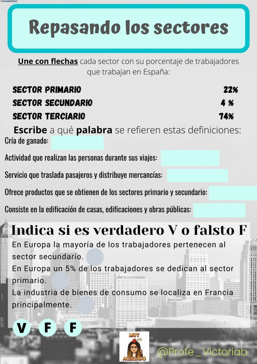 FICHA REPASO:Sectores económicos en España