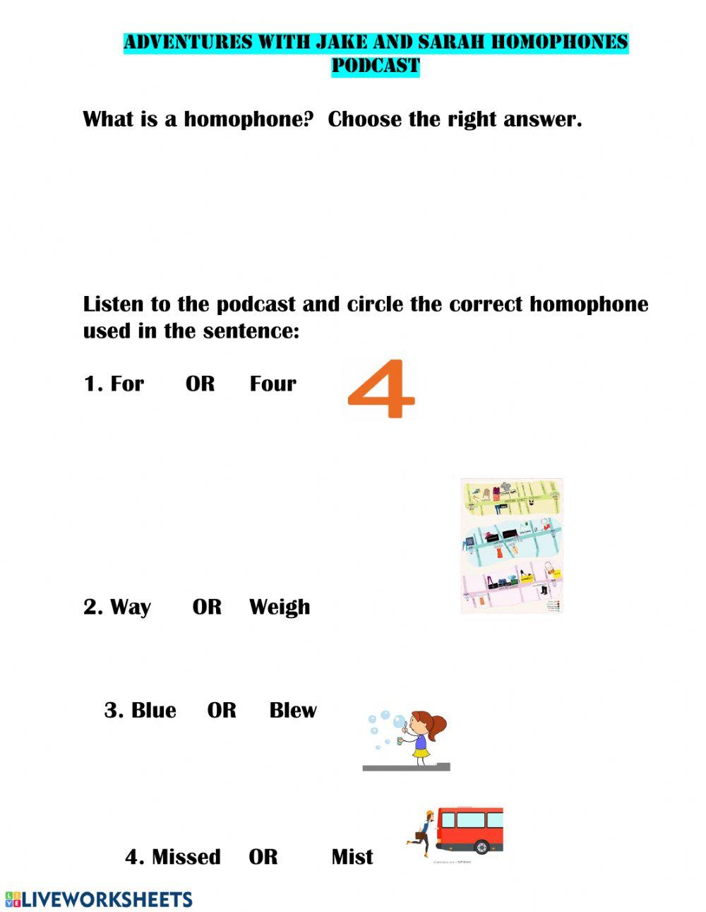 JAKE AND SARAH HOMOPHONES