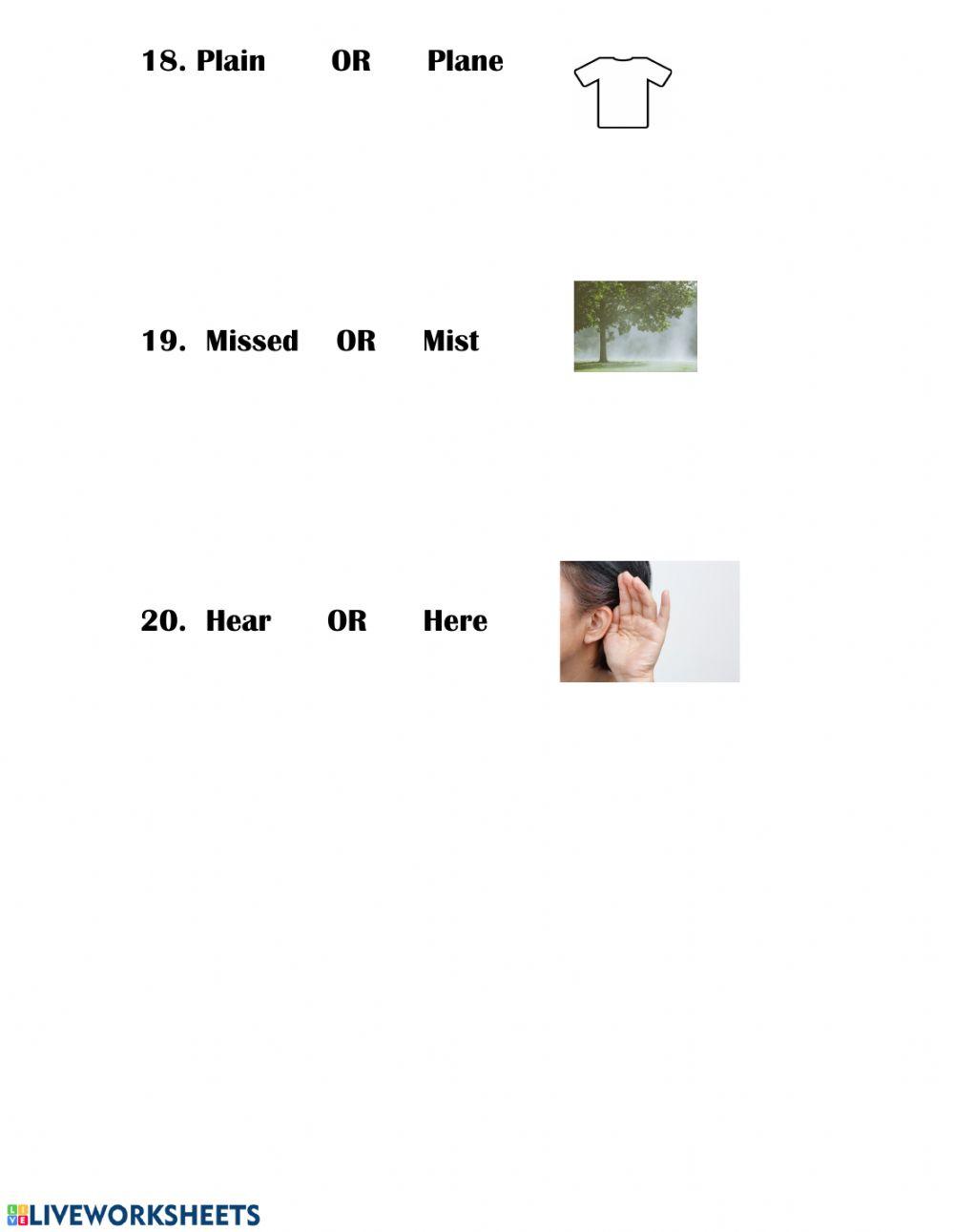 JAKE AND SARAH HOMOPHONES