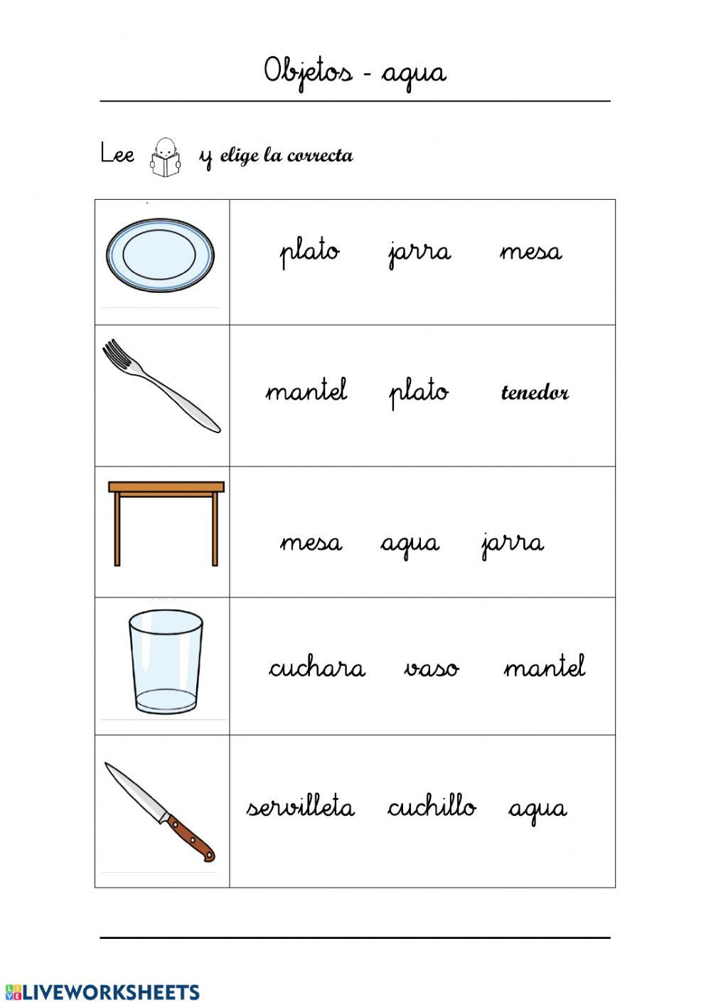 Vocabulario para poner la mesa. 4
