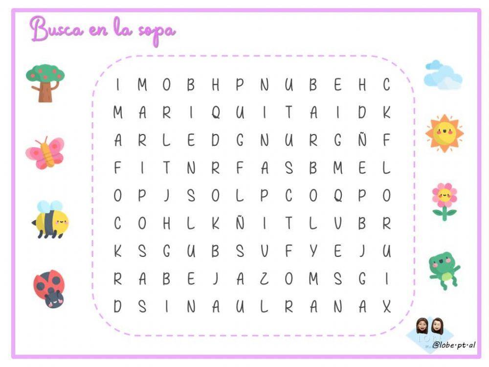 Sopa de letras: la primavera