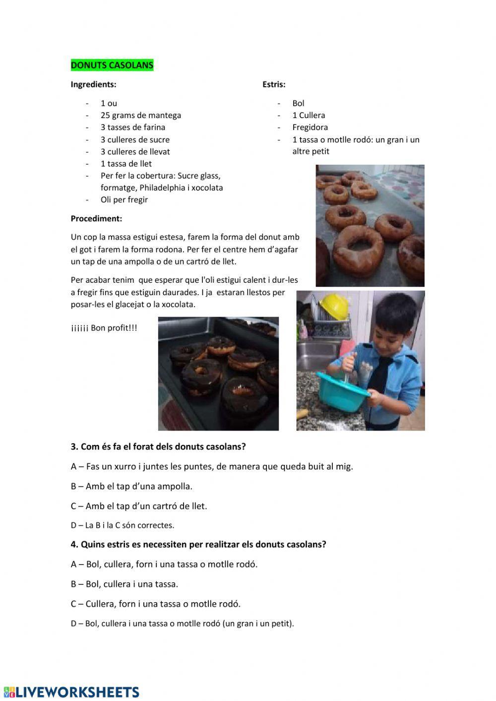 Comprensió Lectora. Receptes