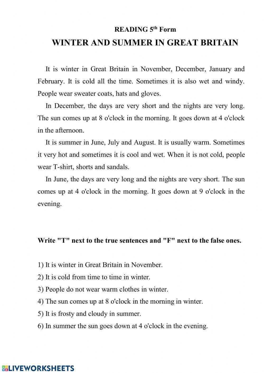 Winter and summer in Great Britain