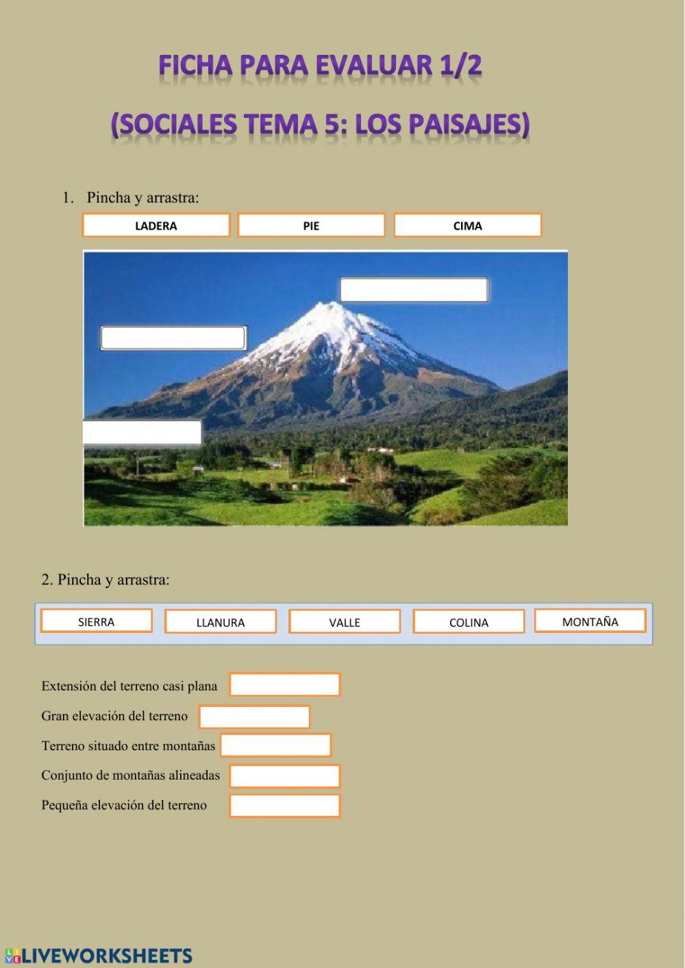 Paisajes montaña y llanura