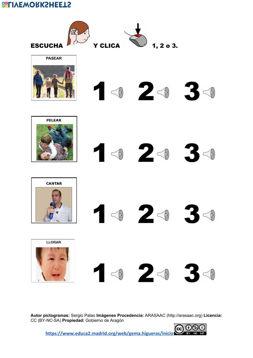 Escucha y selecciona 1,2,3