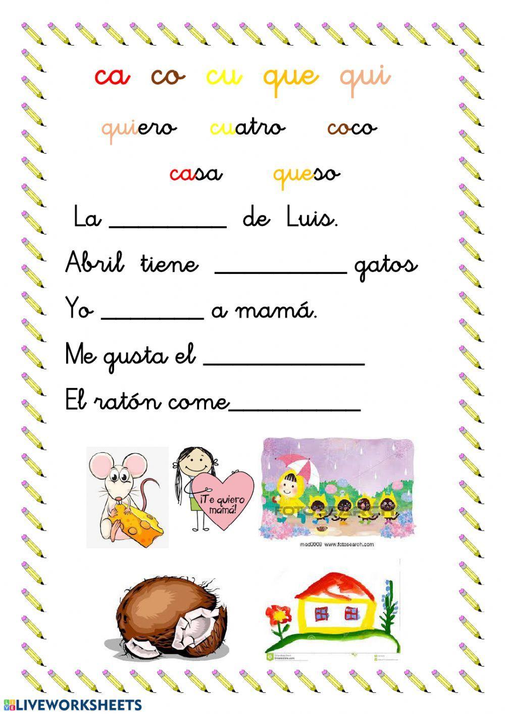 Lectura frase simples ca co cu que qui