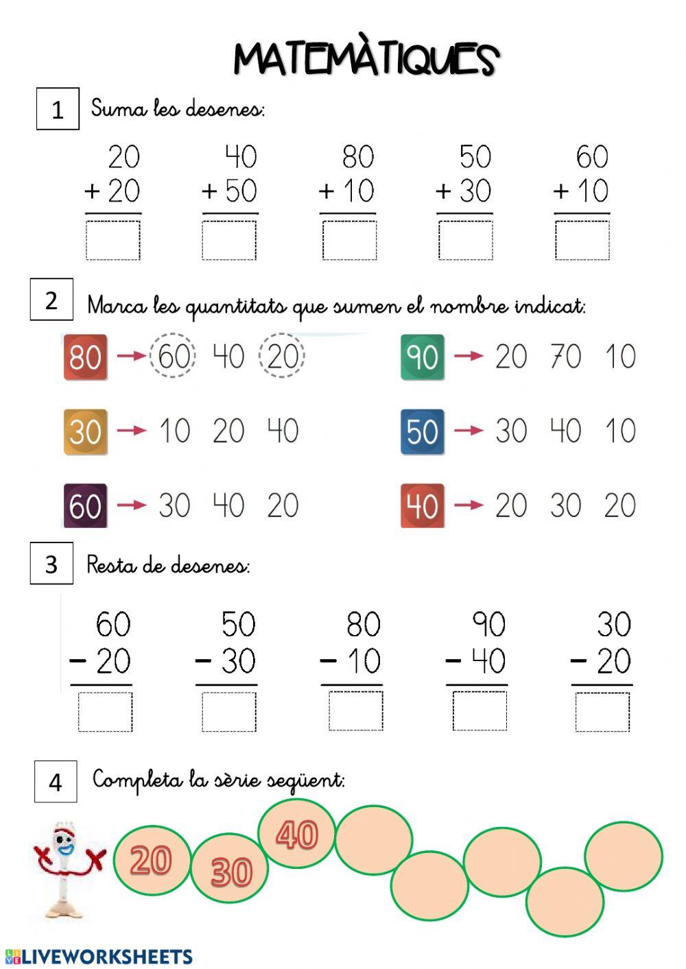 Matemàtiques 1r Worksheet Live Worksheets Matemàtiques 1r Worksheet Live Worksheets