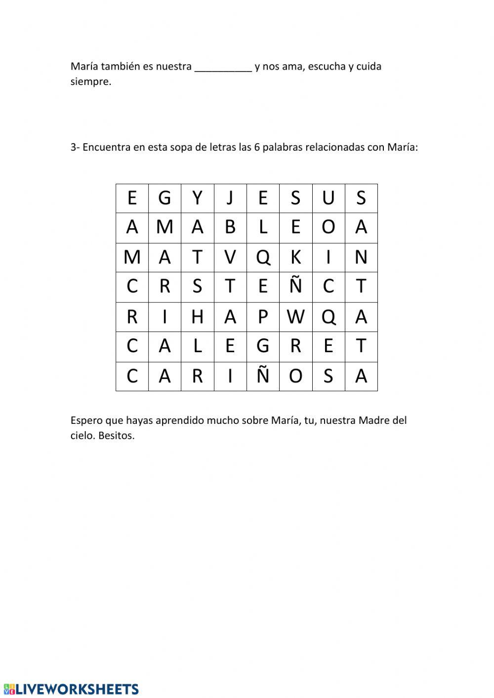 La Virgen María 1º ciclo