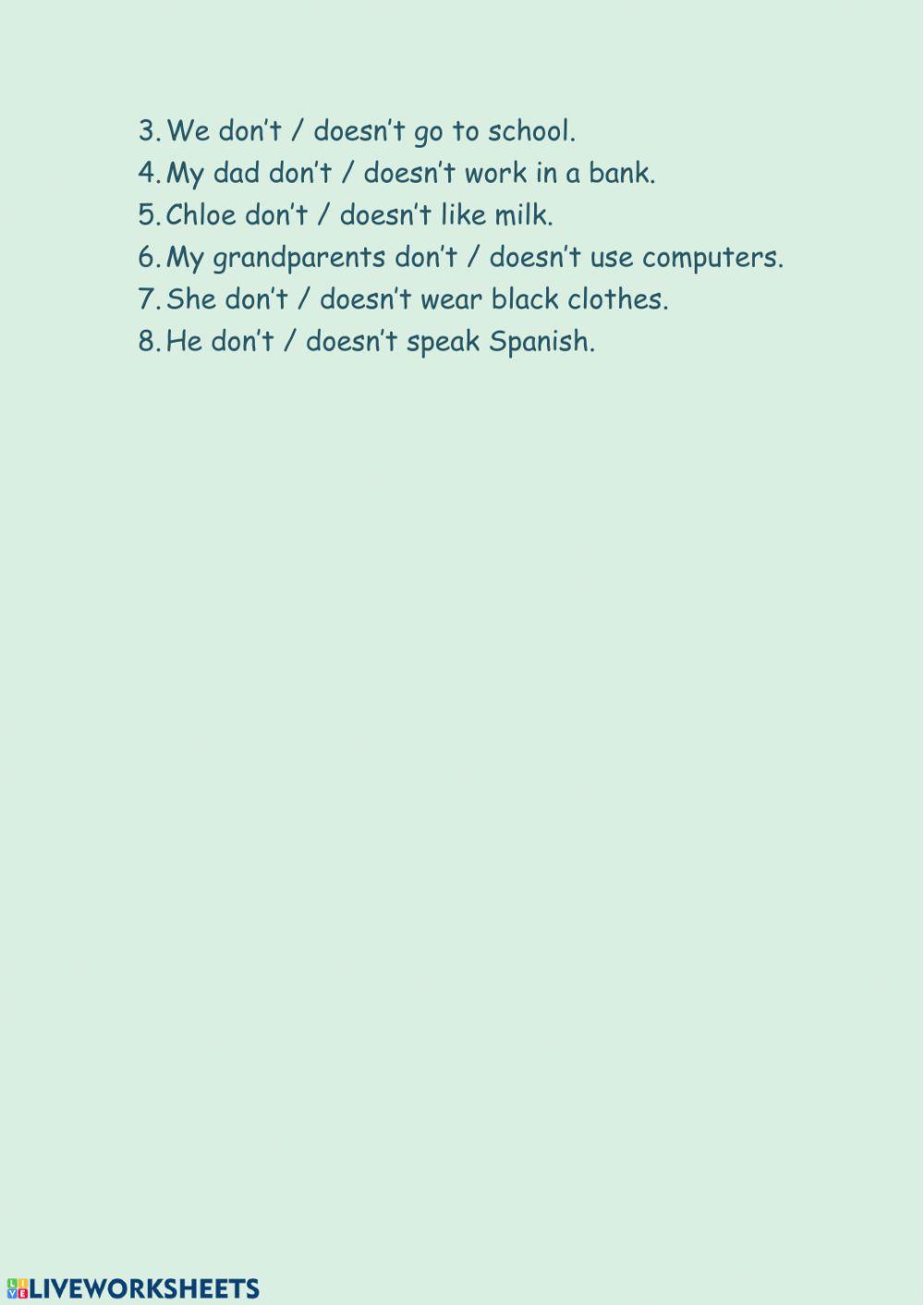 Present Simple - negative