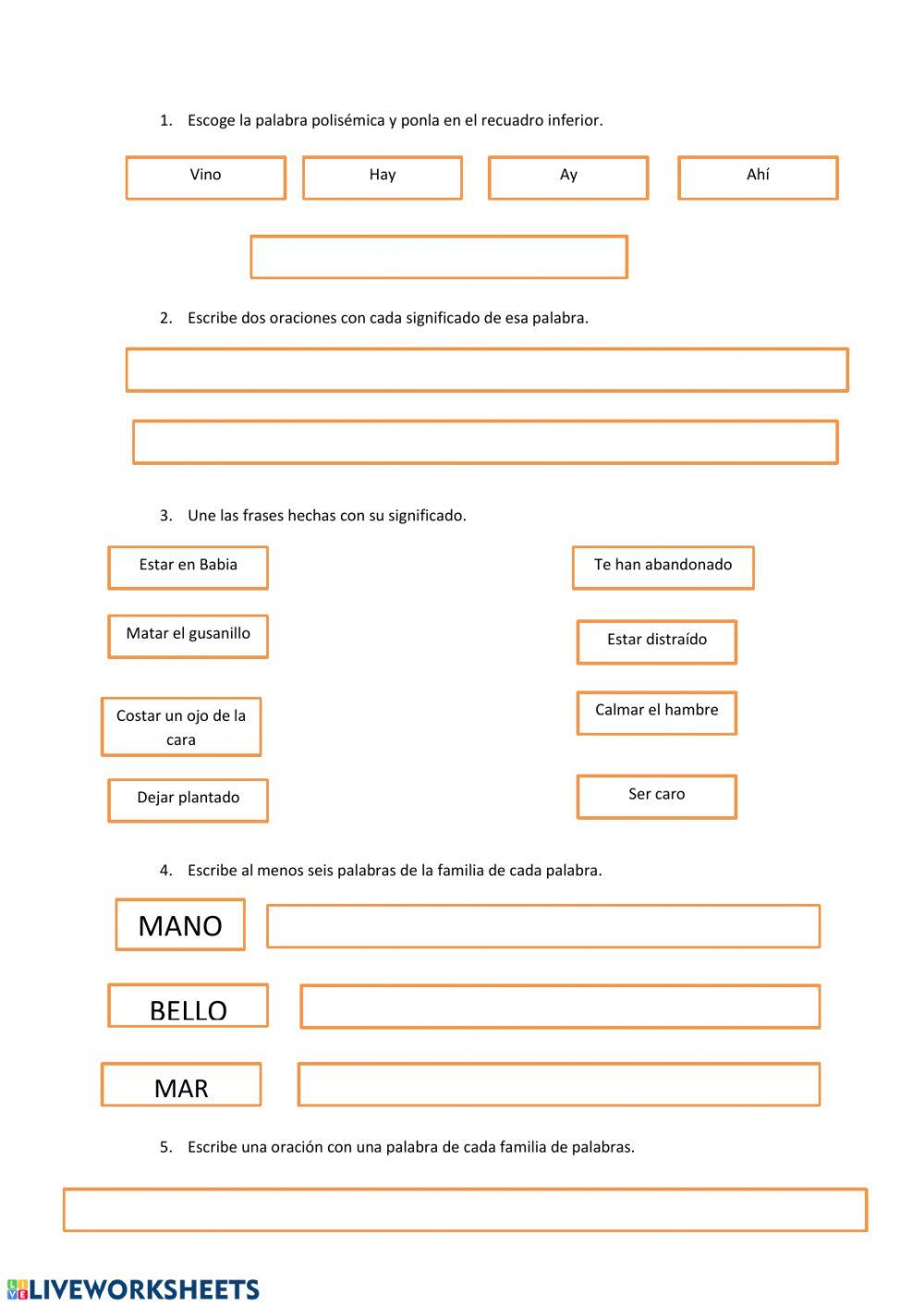 Palabaras vocabulario