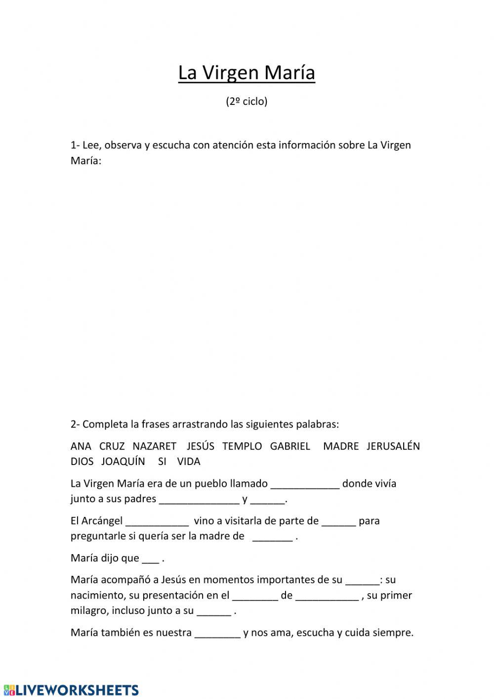 La Virgen María 2º ciclo.